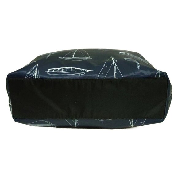 Auth FURLA - Dark Navy White Black Nylon Leather Shoulder Bag - Picture 8 of 9